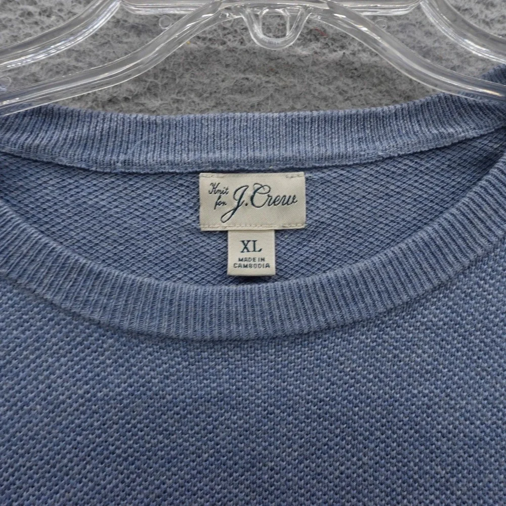 J Crew Long Sleeve Cotton Sweater Tee XL Blue Mens Lightweight‎ Crew Neck